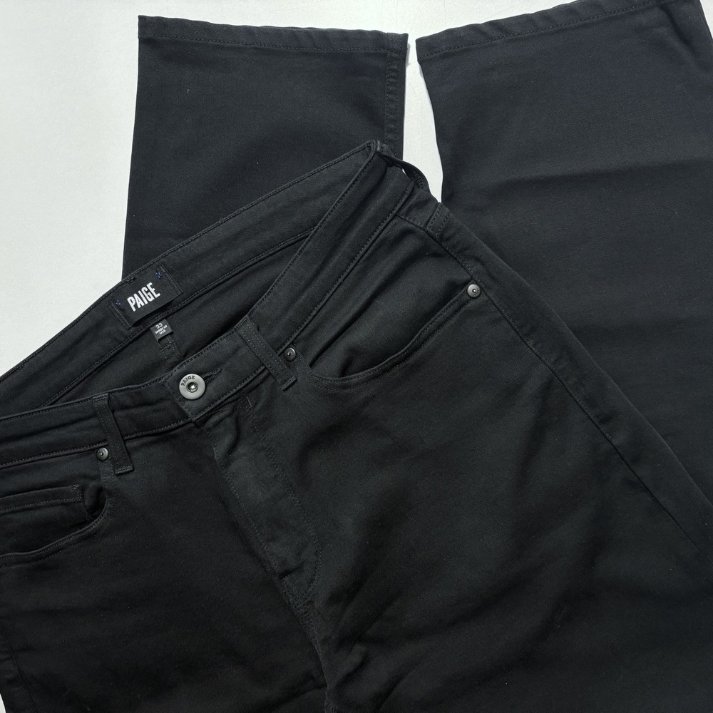 PAIGE Jeans Federal Pants Solid Black Slim Straight Stretch Comfort Mens 33x29
